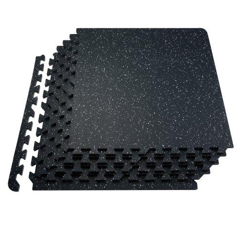 VEVOR 0.56 Inch Thick Gym Floor Mats, 25 Tiles Rubber Top with EVA Foam, 25" x 25" Gym Flooring Workout Mats with 100sq.ft Coverage