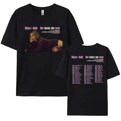 Hilary Duff The Lucky Me Tour 2026 Camiseta Verano Algodón Manga Corta Camisetas Masculinas Diseño de Cantante Estampado Gráfico Camiseta Femenina ...