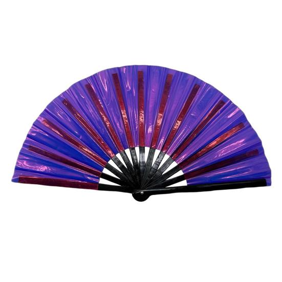Yousheng Colorful Kung Fu Fan Holographic Foldable PVC Fan Ergonomic Handle Smooth Opening Closing Performance Fan Folk Craft Fan