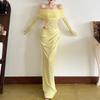 2025 Summer Women’s Long Sleeve Mesh Spliced See-through Bandeau Dress