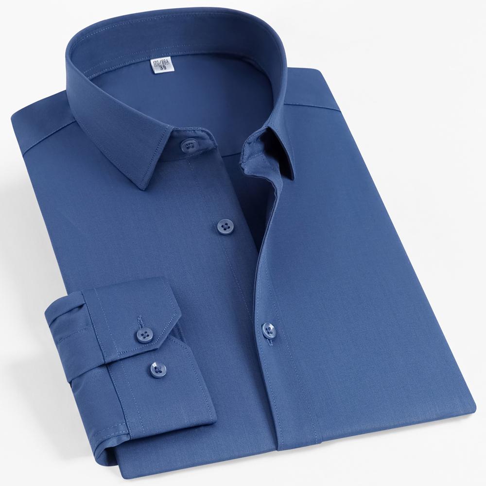 Pánská formální košile s dlouhým rukávem z bambusového vlákna nemačkavá, bez kapsy, pohodlná, prodyšná, připravená na obchodní jednání, regular střih, snadná péče