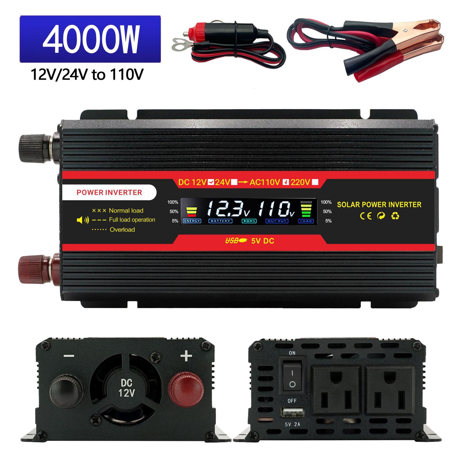 

Автомобильный инвертор 12 В в 110 В Высокомощный Автомобильный Домашний Аккумуляторный Преобразователь 12V 600W/4000W