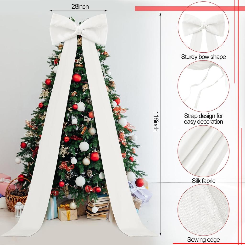 Extra Large Wedding Bow Decor, 118x28 Inch Giant Satin Bow with Long Streamer Huge Decorative Oversized Gift Belt for Arch Bachelorette Birthday