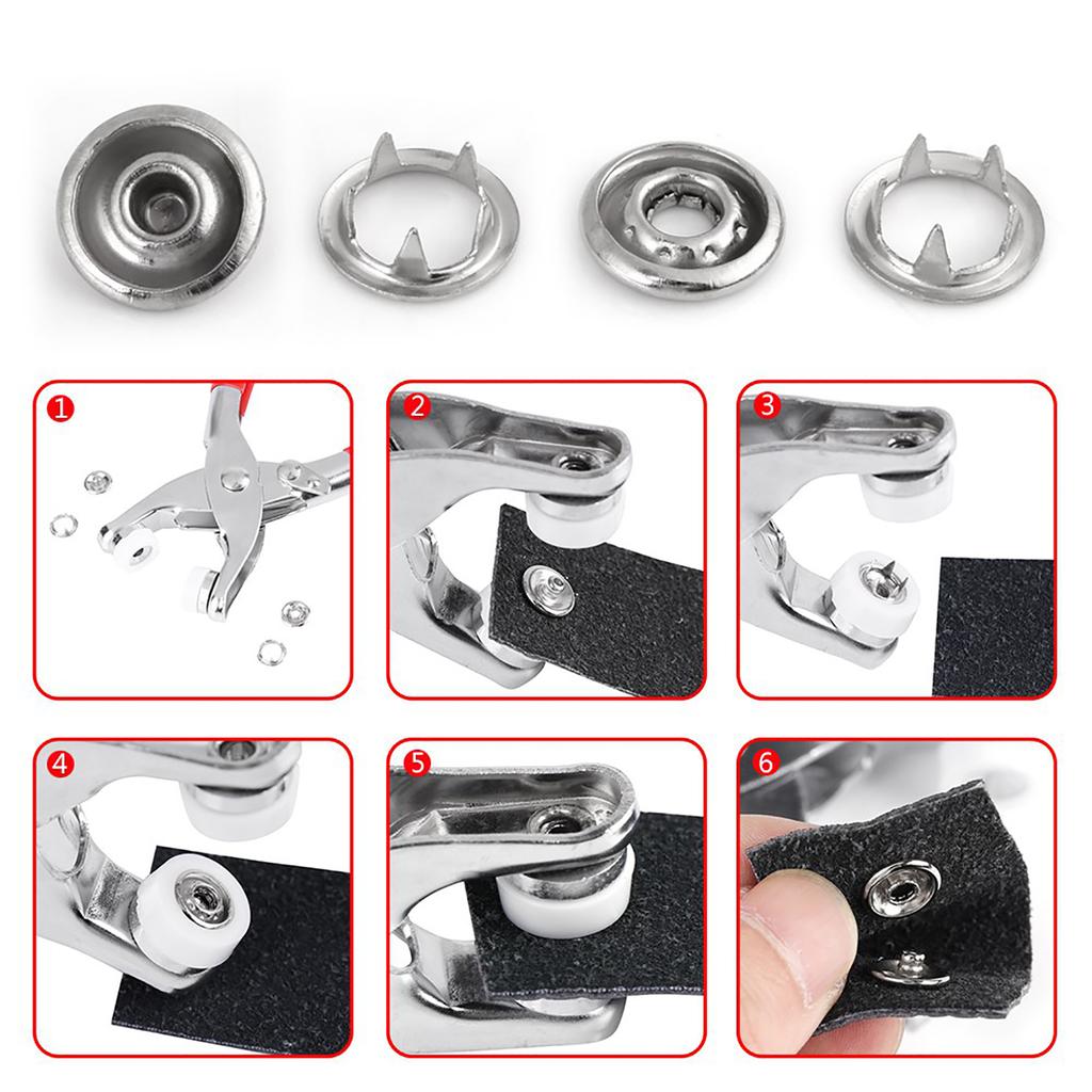 Button Fasteners Press Studs 120 Sets Mix Colors Metal Prong Snap Buttons Fasteners Press Studs Plier Setting Tool Prong Snap