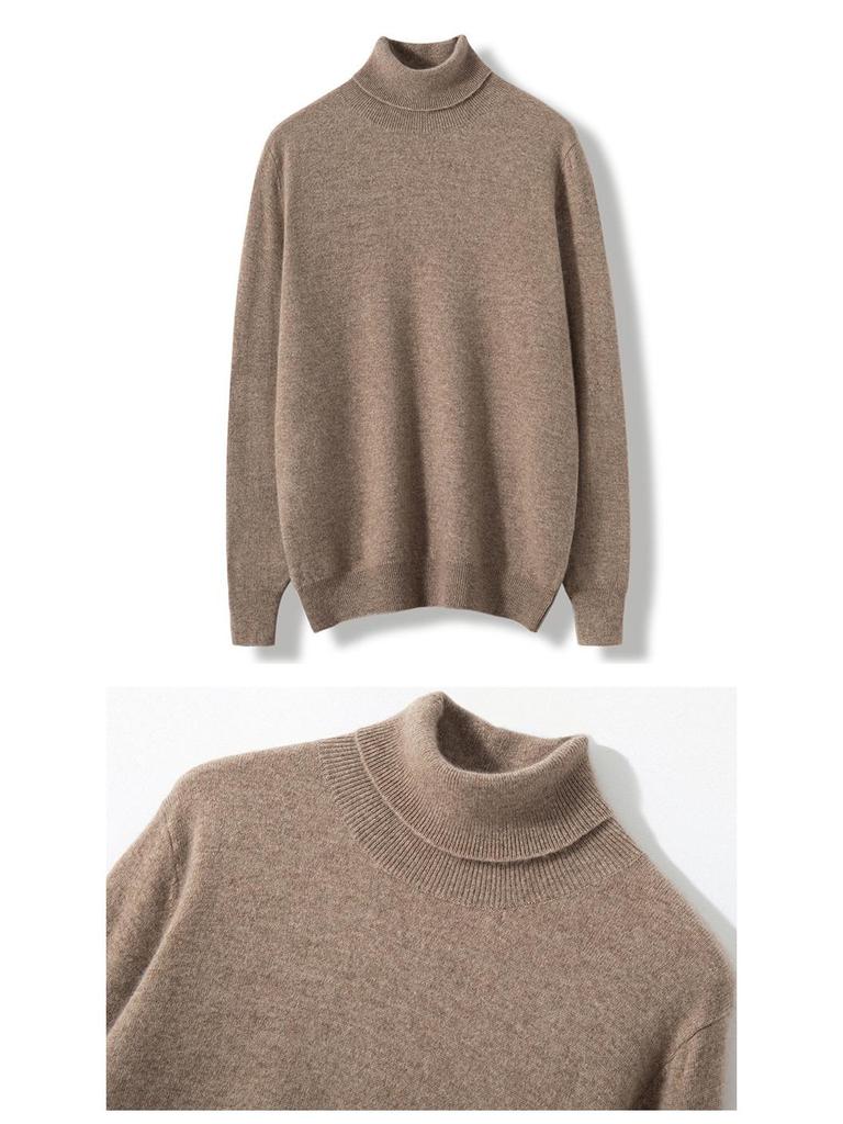 Men's Plus Size High Collar Cashmere Sweater - Thick Winter Knitwear