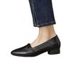 French Retro Low-heeled Leather Shoes for Women New Spring and Autumn Microfiber Pointed Toe Shallow Mouth Single Shoes for Grandma Shoes