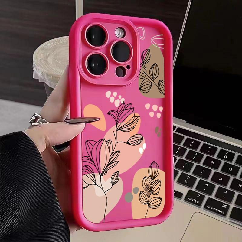 Abstract Plants Phone Case for IPhone 11 12 13 14 15 16 17 Air Pro Max 16E 7 8 14 15 16 Plus SE 2020 Flower Pattern Back Cover
