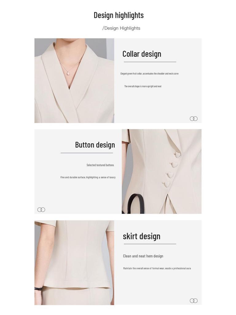Elegant Women's Summer Suit: Professional Two-Piece Skirt Set for Salon Work