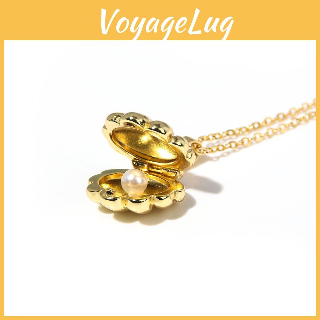 Melody Shell Mermaid Pearl Necklace Jewelry Pendant With Metal Chain Daily Use