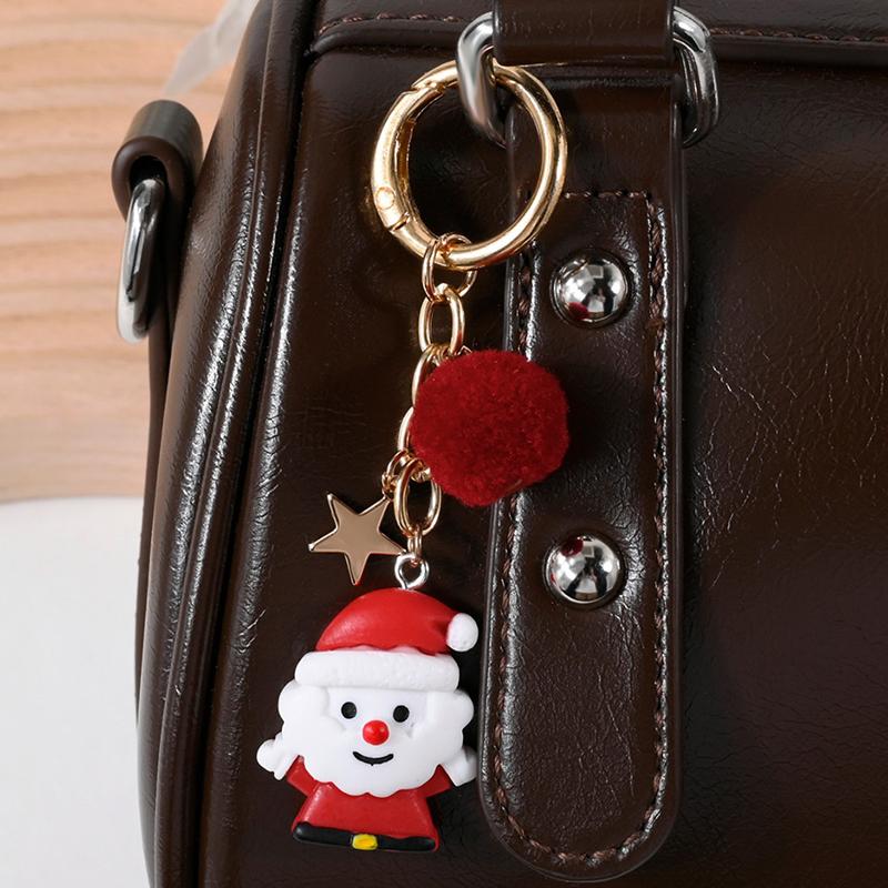 New Christmas Tree Santa Claus Keychains Bag Charm For Women Exquisite Bag Pendant Car Key Ring Jewelry Christmas Gift
