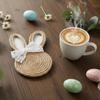 4pcs Hand-Woven Rope Bunny Coaster Set, Unique Coasters Perfect For Easter And Modern Farmhouse Style Rustic Home Decoration