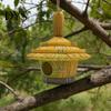 Waterproof Bird House for Patio Thatched Hut House, Decorative Resin Weatherproof Habitat Porch Hanging Shelter Outdoor Garden Backyard Decor Wildlife