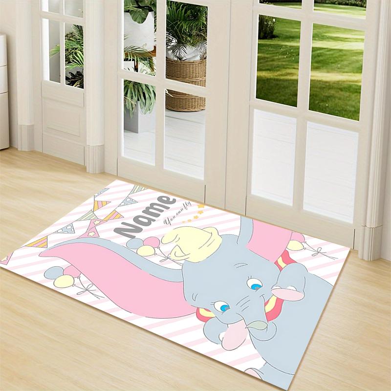 Custom Name "Baby Dumbo Adventure" Carpet Rug Customizable Soft Washable Anti-Slip Home Living Room Sofa Mats Personalized Rug. 0909387