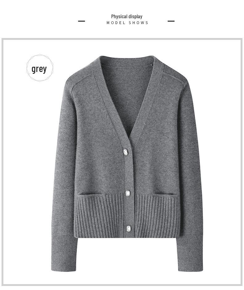 2025 Herbst/Winter Kaschmir-Cardigan mit V-Ausschnitt: Modischer, vielseitiger & locker sitzender Pullover