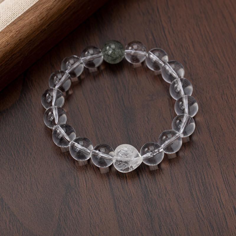 Handmade Clear Crystal Beaded Bracelet With Geometric Texture Unisex Fashion Accessory Gifting Daily Wear 8640