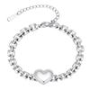 Stainless Steel Love Heart Bracelet for Women, Simple Anniversary Jewelry Gifts