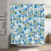 Modern Owl Blue Striped Shower Curtain Cute Bathroom Decor for Kids Room Waterproof Fabric Bath Mat Tassels Rod Pocket Design Un