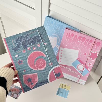 A5 Kpop Photocard Binders Collect Book Denim Hardcover Photo Cards Album Storage Student Notebook American Style Stationery