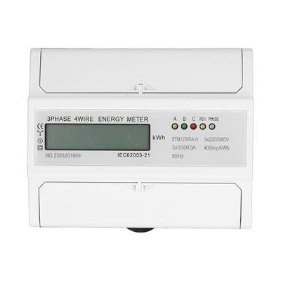 Electric Energy Meter 3 Phase 4 Wire LCD Electricity Tester DIN Rail Current Voltage Power Meter