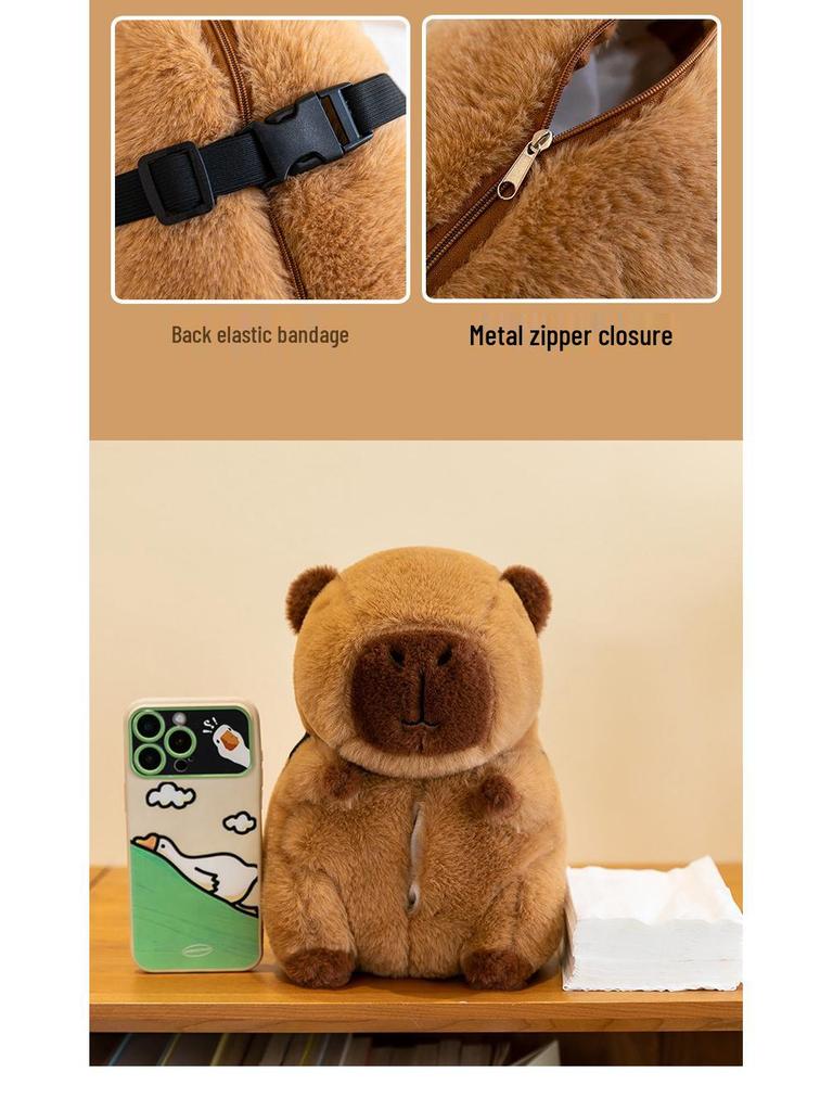 Capybara Plush Toy Car Tissue Box Cover: Cute Storage Ornament Holder