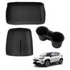 Mozan 3-in-1 Mittelöffnungsschalenmatte für Toyota Yaris Cross (10er Serie, 15er Serie), Beinhaltet Getränkehalter, Konsolenabdeckung, Ablagefach und Becherhalterabdeckung,