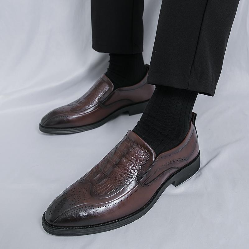 Men Loafers Dress Business Office Formal Shoes Black Brown Retro Leather Shoes Plus Size