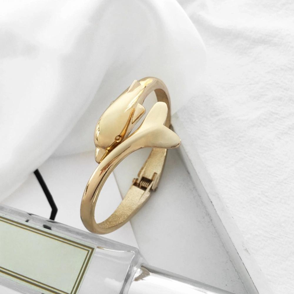 Creative Dolphin Bangle Elegant Marine Organism Hand Chain Jewelry Dolphin Spring Bracelet  Unisex