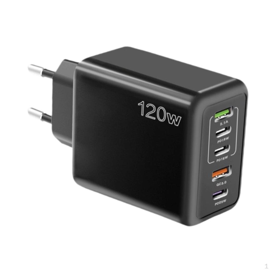 USB C Charging Power Adapter Compact 120W for Multiple Devices Smartphone White