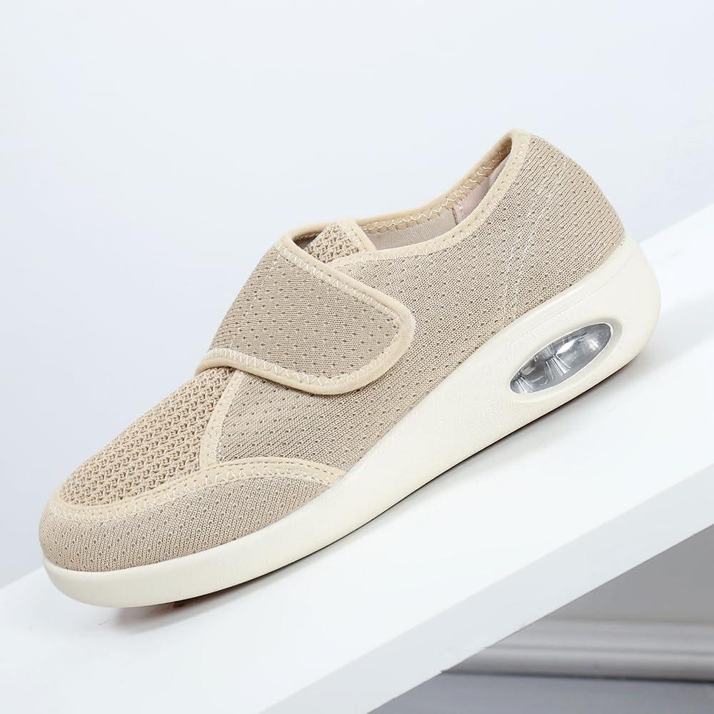 Womens Elderly Extra Wide Width Walking Shoes Adjustable Easy On/Off Slip-on Shoes for Swollen Feet