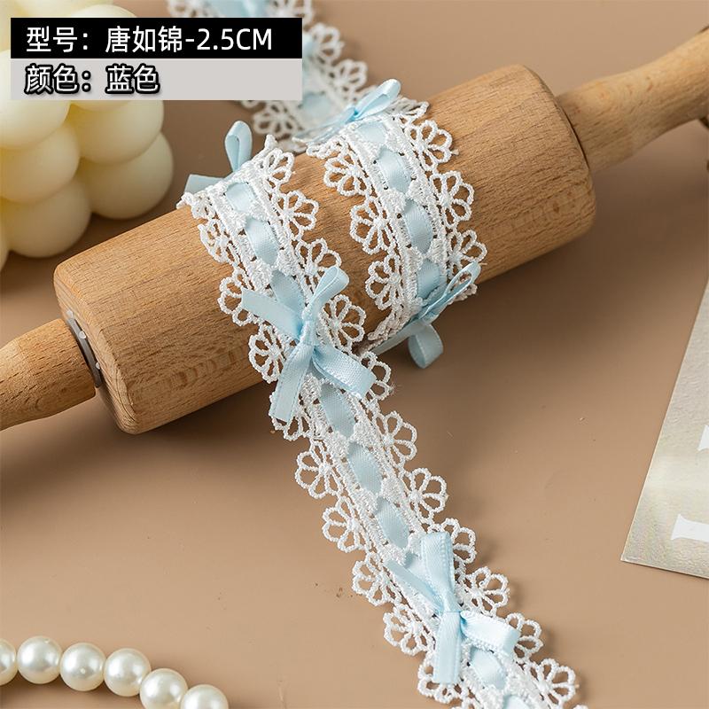2.5cm Wide Lolita Lace Trim Ribbon For Party Dress Bow Embroideried Trimming Collar Decorative Fabric Sewing DIY Crafts Material