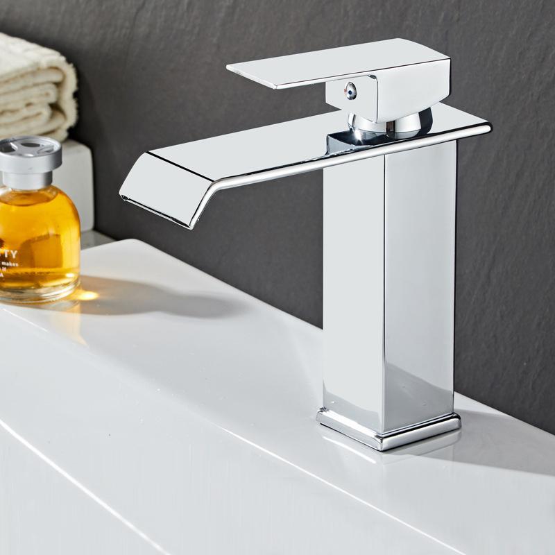 Waterfall Basin Faucet Gold and Black Sink Waterfall Mixers Bathroom Faucet Deck Mounted Washbasin Taps