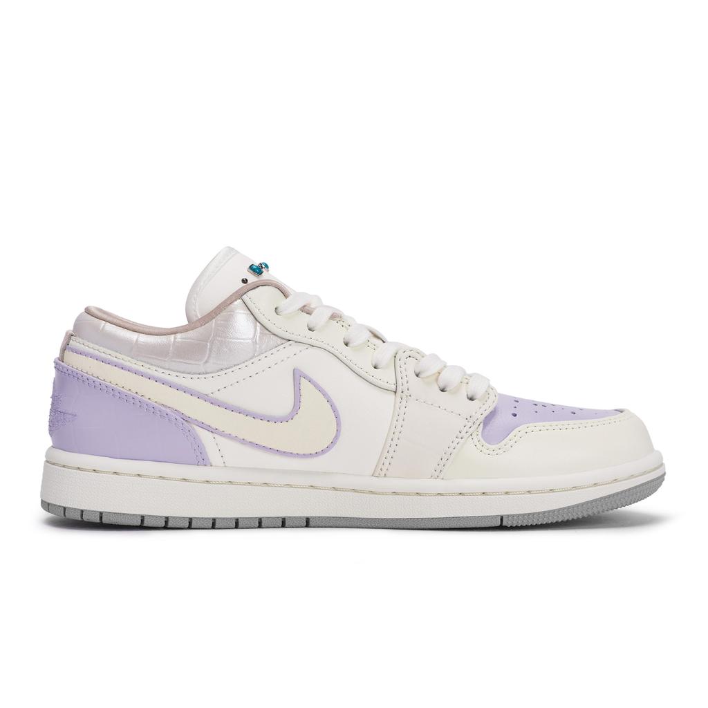 Jordan Air Jordan 1 Vintage Basketball Shoes Unisex Low top Beige/White/Silver/Purple IH7323-100(Team1189-)