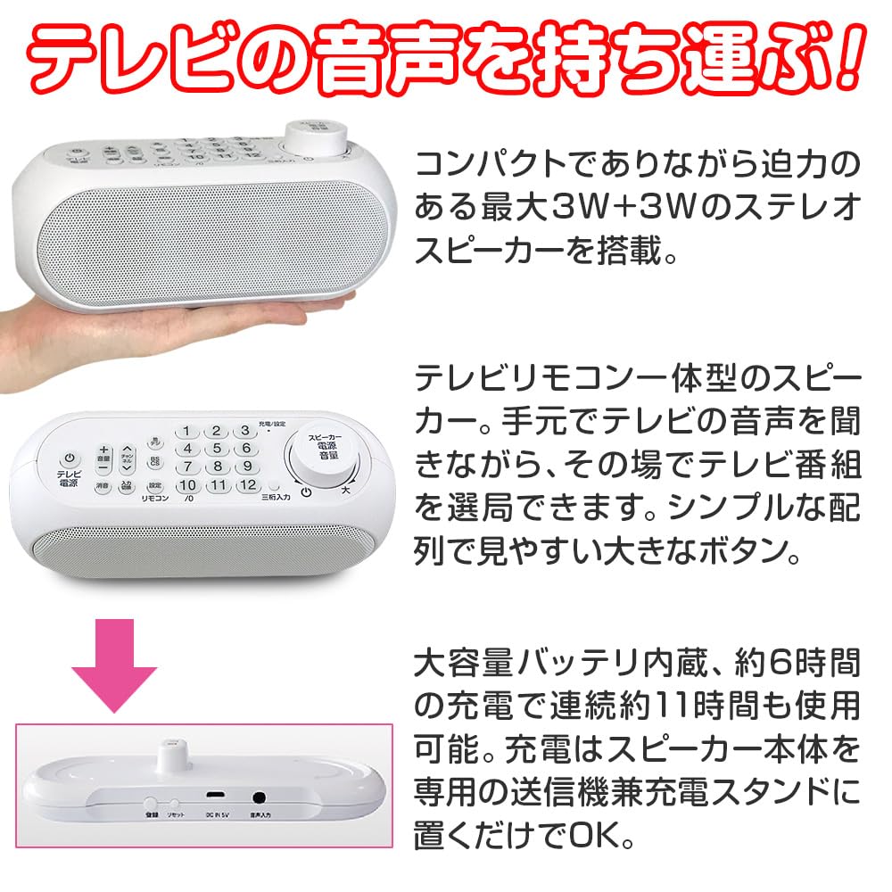Clear Voice handheld TV wireless remote control rechargeable stereo function, speaker, included, SLI-TS03