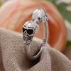 Hot Sell Exaggerated Double Headed Skull Retro Thai Silver Men Finger Ring  For Halloween Gifts No Fade