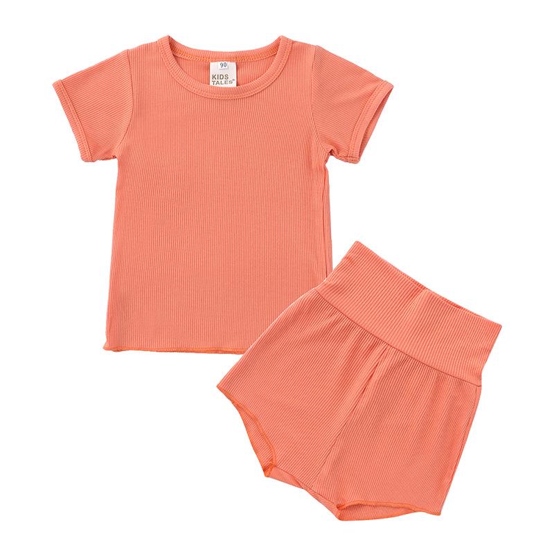 2026 Summer Korean-Style Kids' Cotton Pajama Set - Breathable, Candy Colors for Boys and Girls