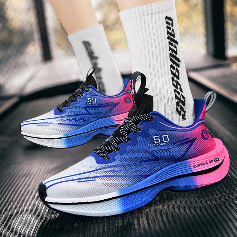 Racing carbon board running shoes marathon mesh shock absorption ultra-clear sports running shoes girl light