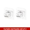 2-Pack Japanese Telescopic Rod Clips, Wall Mount Hook for Curtains and Blinds, PVC Material, 3kg Load Capacity, Multiple Sizes
