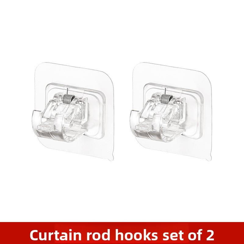 2-Pack Japanese Telescopic Rod Clips, Wall Mount Hook for Curtains and Blinds, PVC Material, 3kg Load Capacity, Multiple Sizes