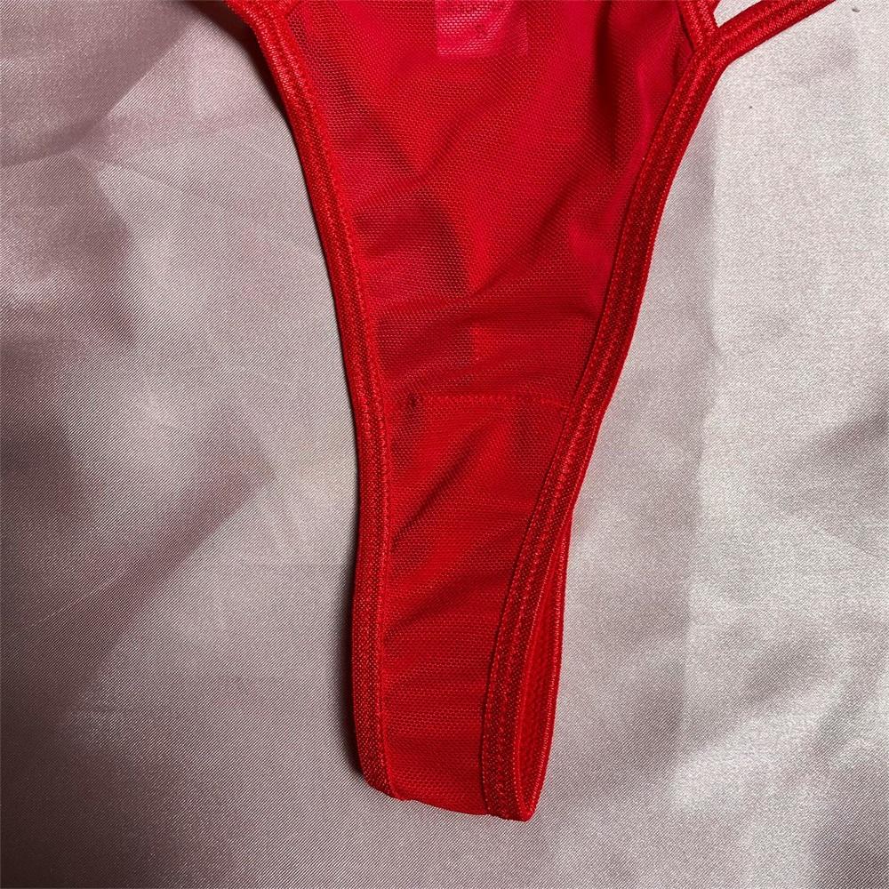 Aduloty Summer Women's Sexy Lingerie Underwire Bra Lace Stitching Garter Leg Ring Thin Section Temptation Erotic Underwear Set