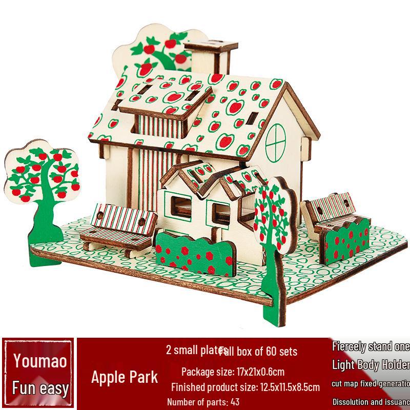 DIY 3D Wooden Building Puzzle - Children's Educational Assembly Toy
