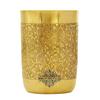 Pure Brass Glass Tumbler with Floral Embossed Straight Design, for Drinking Serving Water, Yoga & Ayurveda, Volume-300 ML, Set of 6
