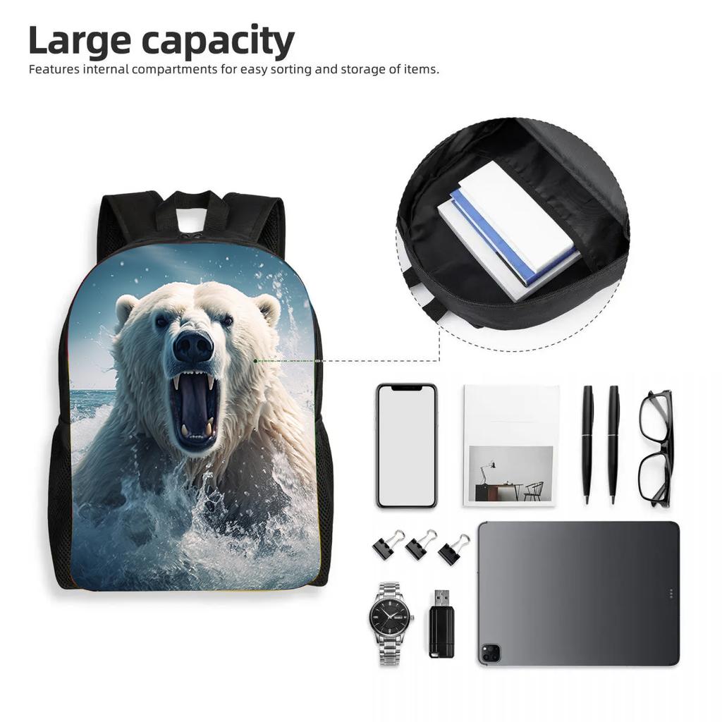 Polar Bear Backpack for Children ,Animal School Bags for Boys Girls ,Light Weight Cartoon School Backpack 3D Prints Kids Bags