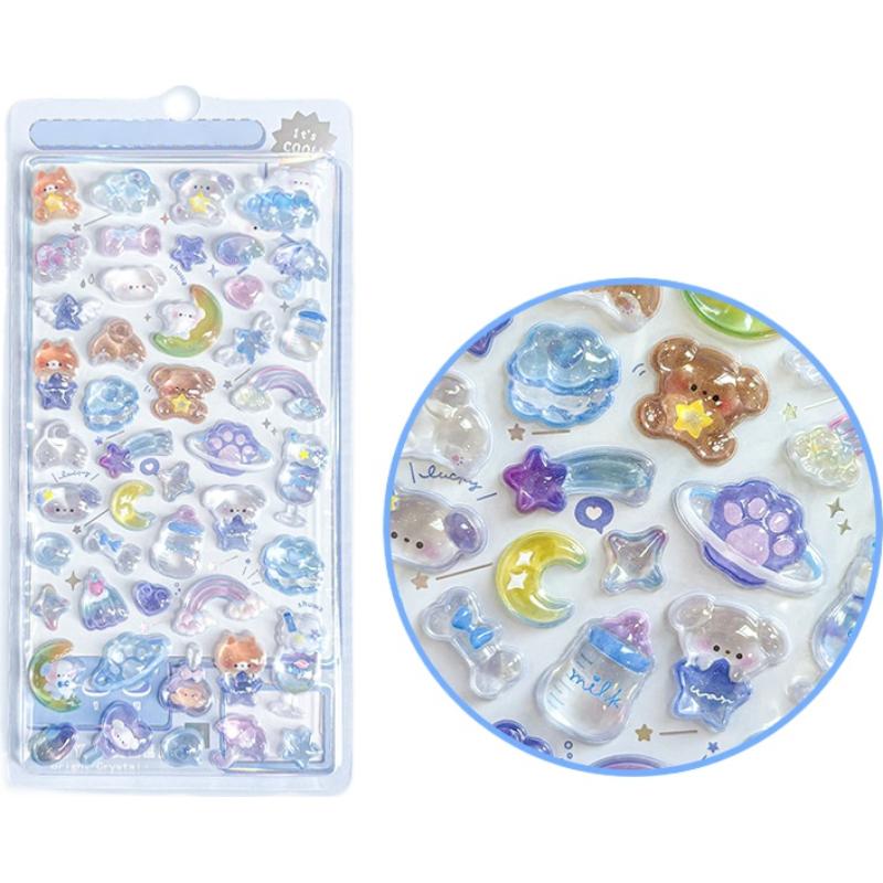 Kawaii Cartoon Animal 3D Relief Cute Stickers Children And Girls Decorative Sticker Birthday Gifts Creative Peripheral