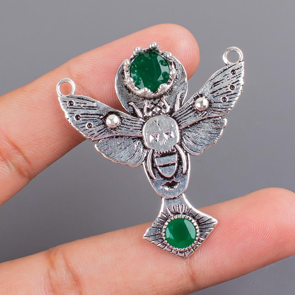 Green Onyx Gemstone 925 Sterling Silver Jewelry Pendant 1.5" Anniversary Gift CP-10-15