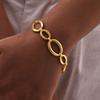 Chunky Stainless Steel Oval Link Bracelets for Women, 18K Gold Plated Waterproof Minimalist Non-Tarnish Zircon