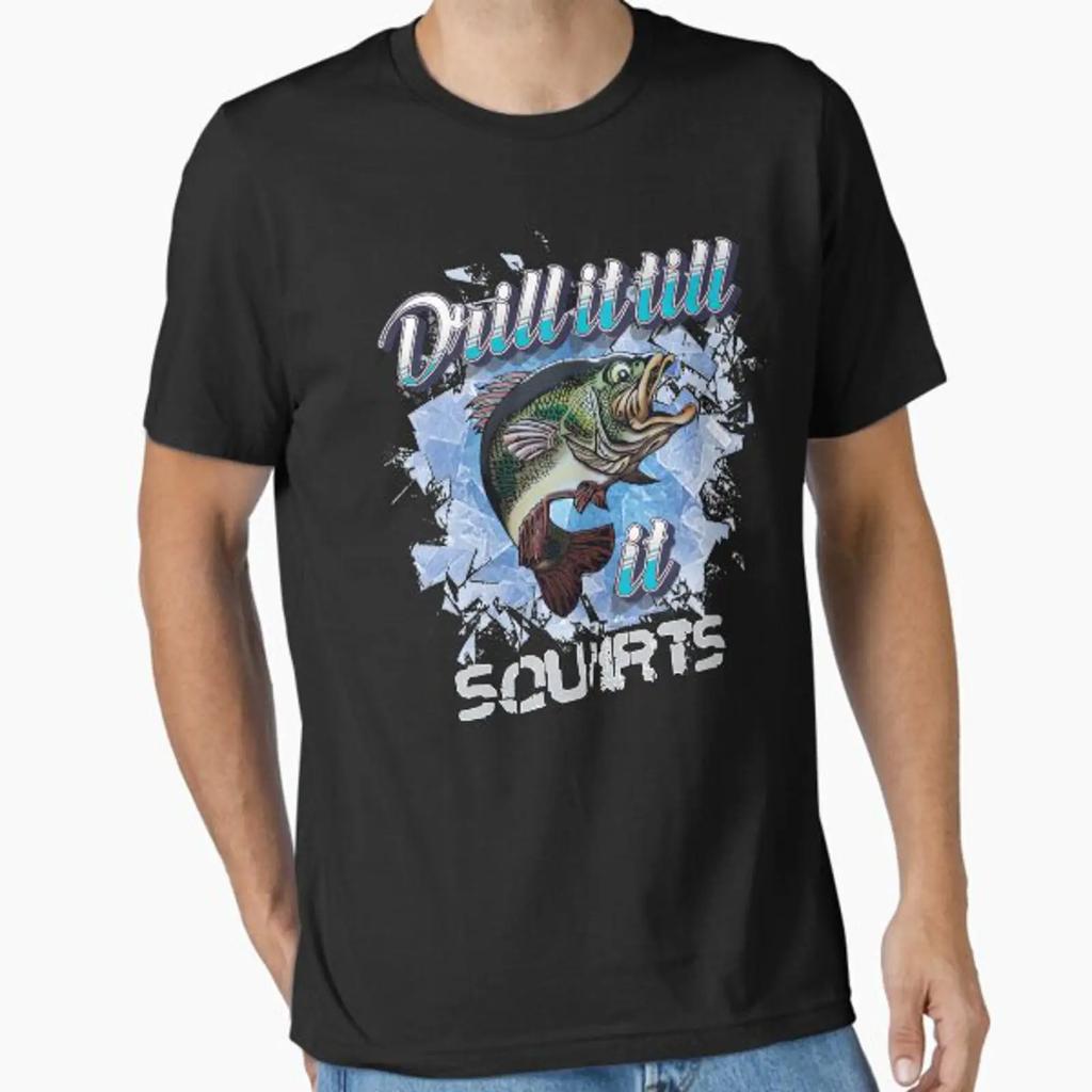 Ice Fishing Drill Auger T Shirt Essential Vintage Washed Versatile Fashion Soft Top For Everyday Wear Slightly Graphic Casual