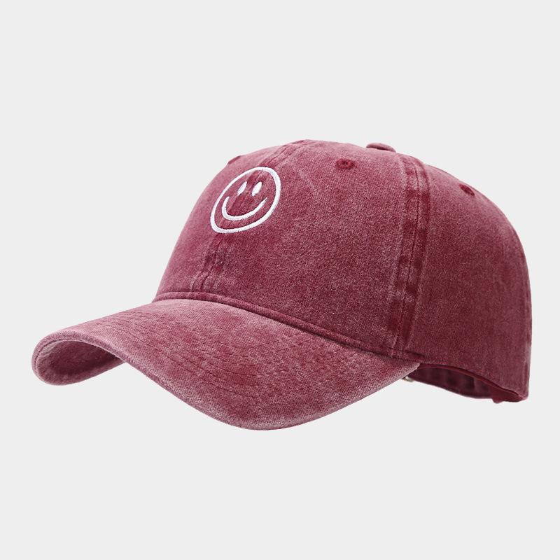 Washed Cotton Baseball Caps Women Men Soft Snapback Hat Outdoor Sport Trucker Gorras Smile Face Embroidery Hip Hop Dad Hat Gifts