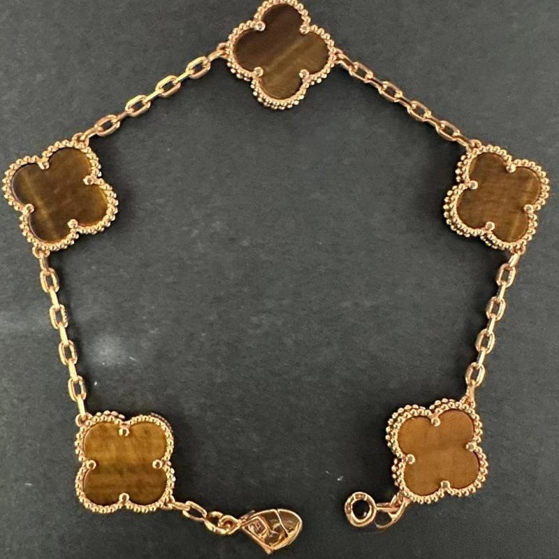 Exquisite Four-leaf Clover Bracelet for Women Five-flower Bracelet Double-sided Natural White Mother-of-pearl and Carnelian Bracelet