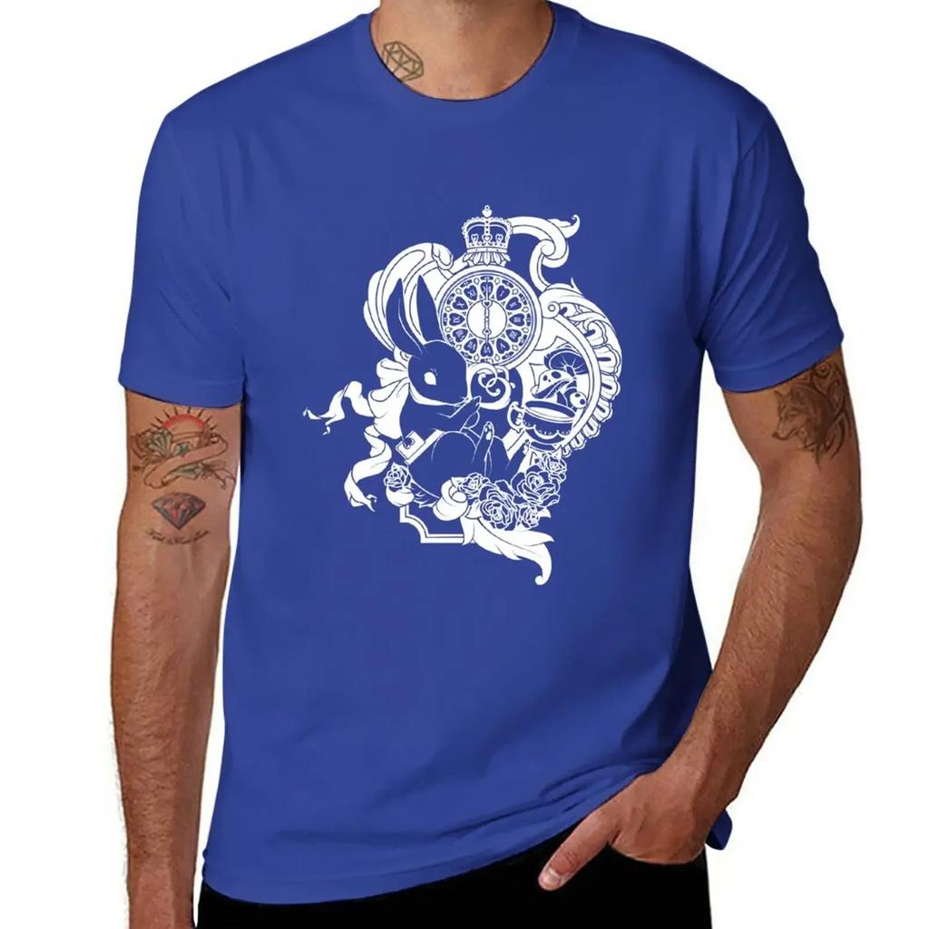White Rabbit In White T-Shirt Plain Customs Design Your Own T Shirt for Men