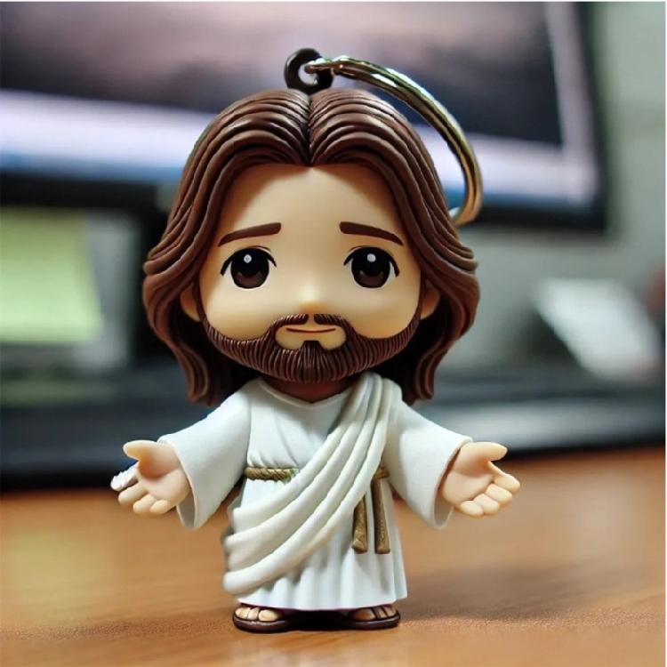 Long Lasting Resin Keychain with  Savior   Figure Maintains clearness & Strength Perfect For Prayer & Personal Use